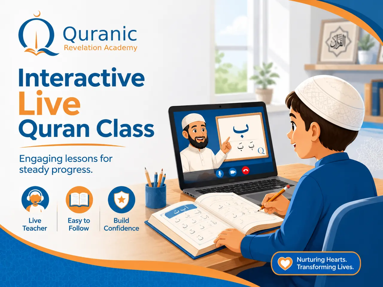 Teacher correcting Quran recitation during a live lesson