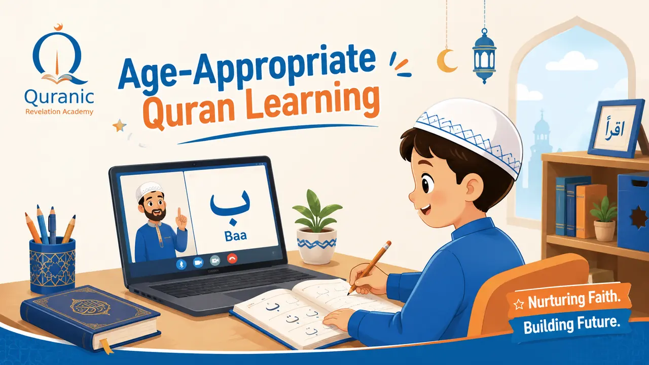 Child receiving Tajweed correction during an online lesson
